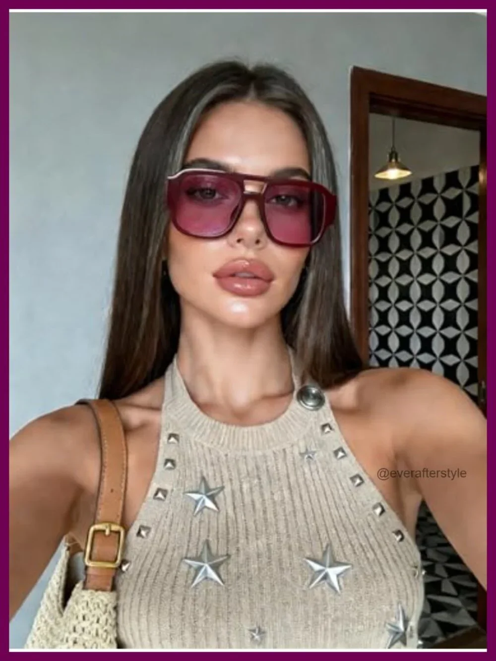Retro Oversized Aviator Sunglasses Square Double Bridge UV400
